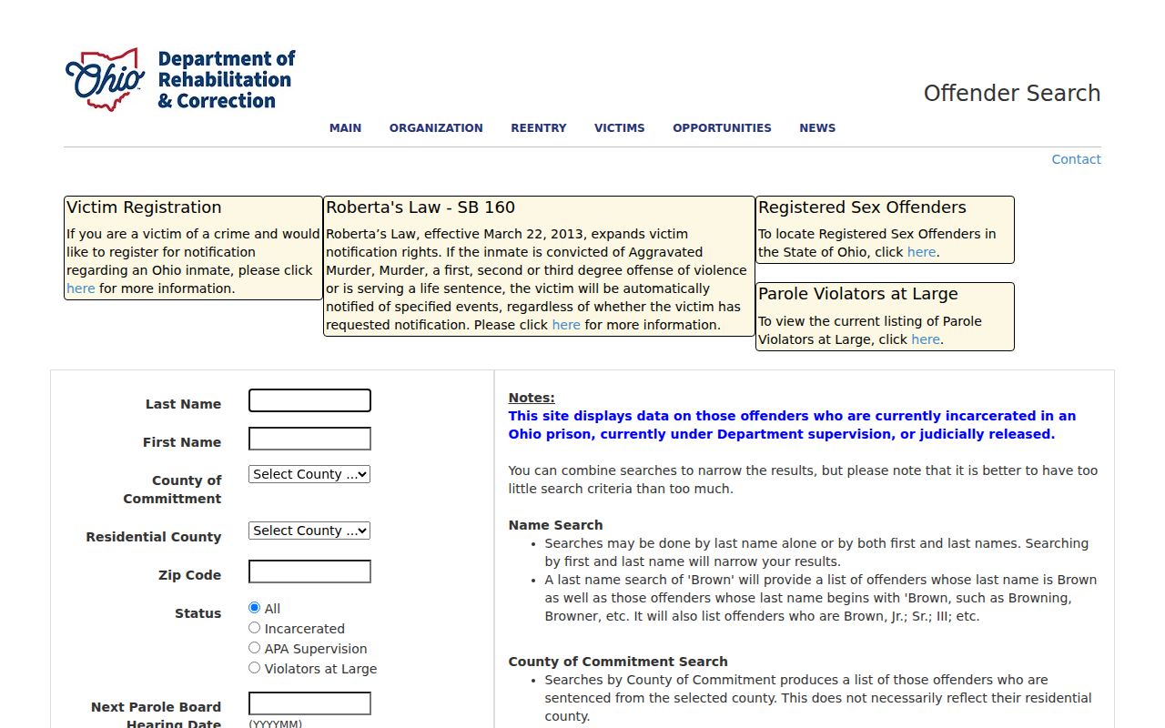 Norwich Township neighbors Ohio offender search screen