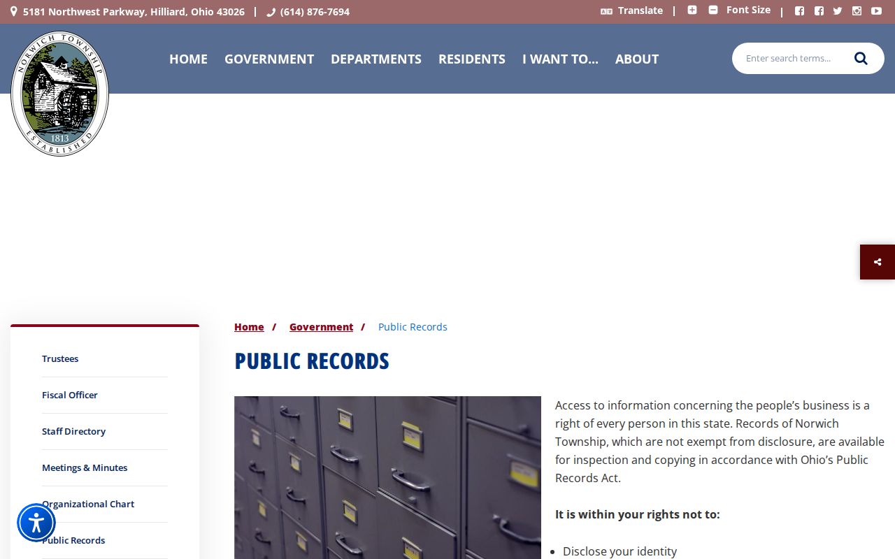 Norwich Township residents directory public records page