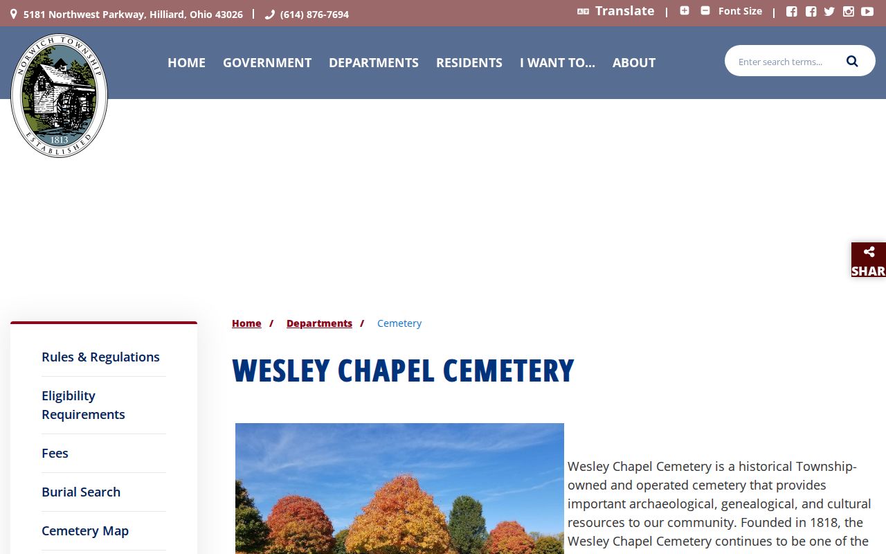 Norwich Township residents directory Wesley Chapel Cemetery search