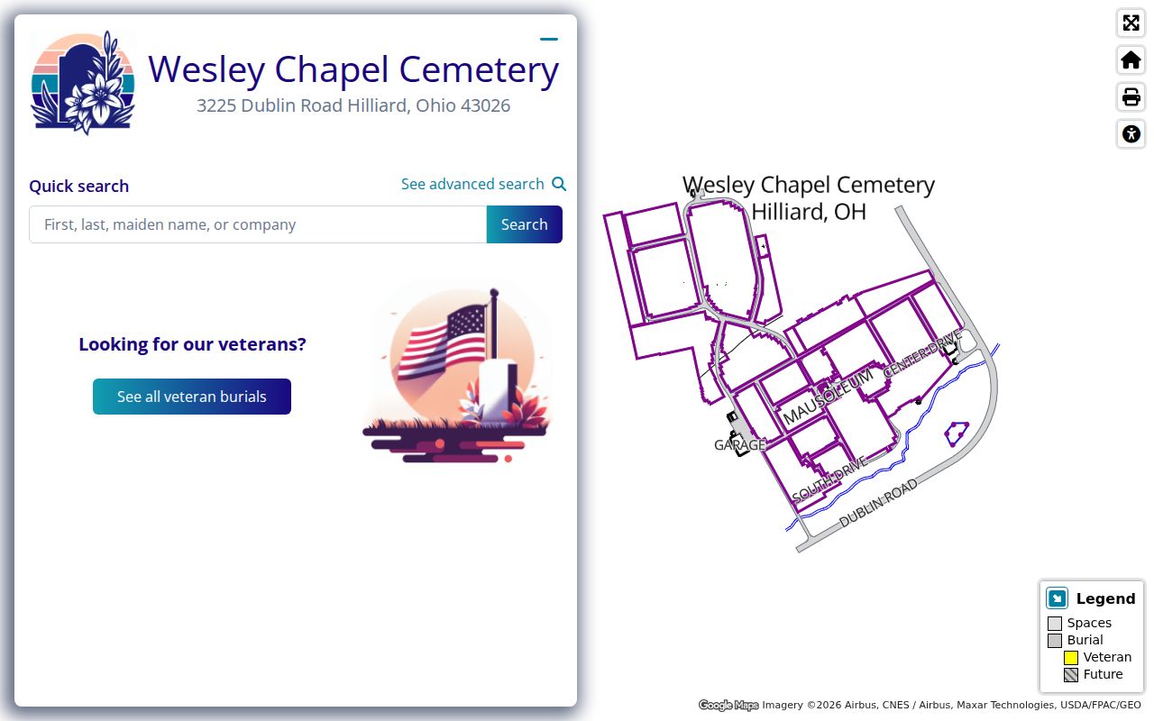 Norwich Township previous residents Wesley Chapel burial search
