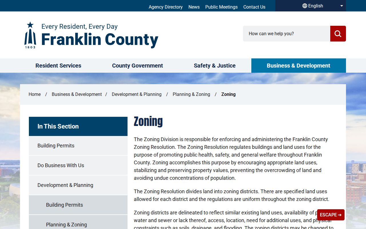 Norwich Township street directory Franklin County planning and zoning