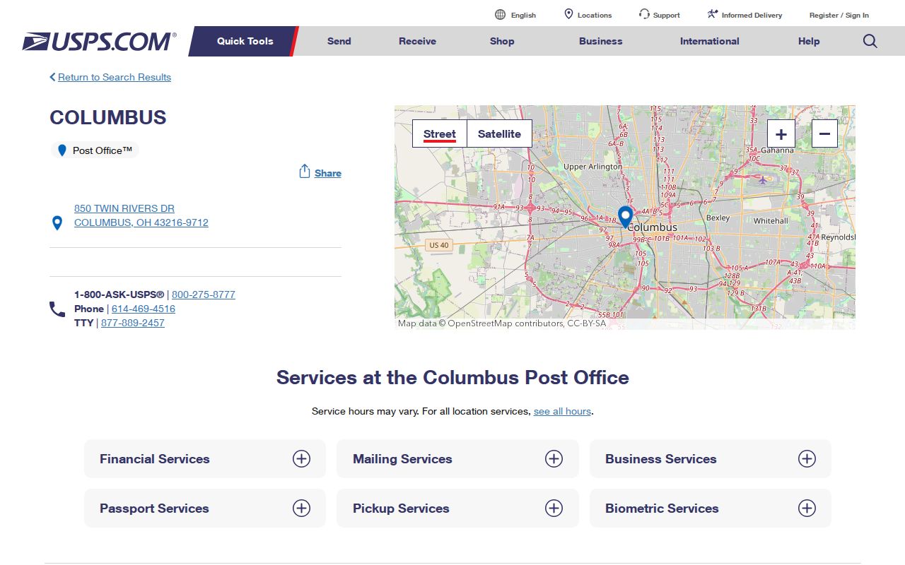Norwich Township ZIP code directory Columbus Post Office reference
